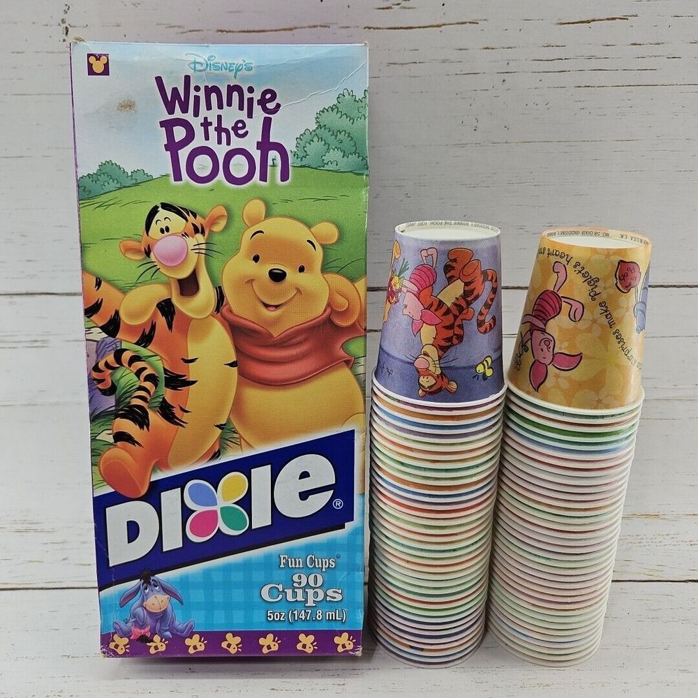 Vintage‎ Dixie Fun Cups Disney Winnie The Pooh Lot of 70 5 Oz Unused Open Box